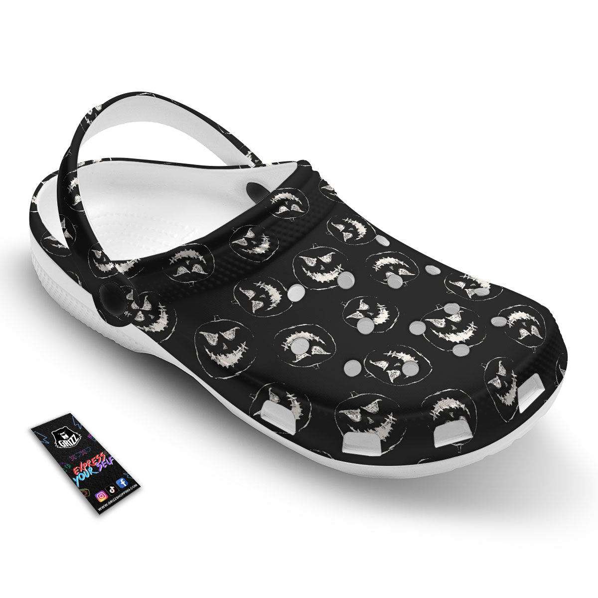 Pumpkin Faces Halloween Print Pattern Clog-grizzshop