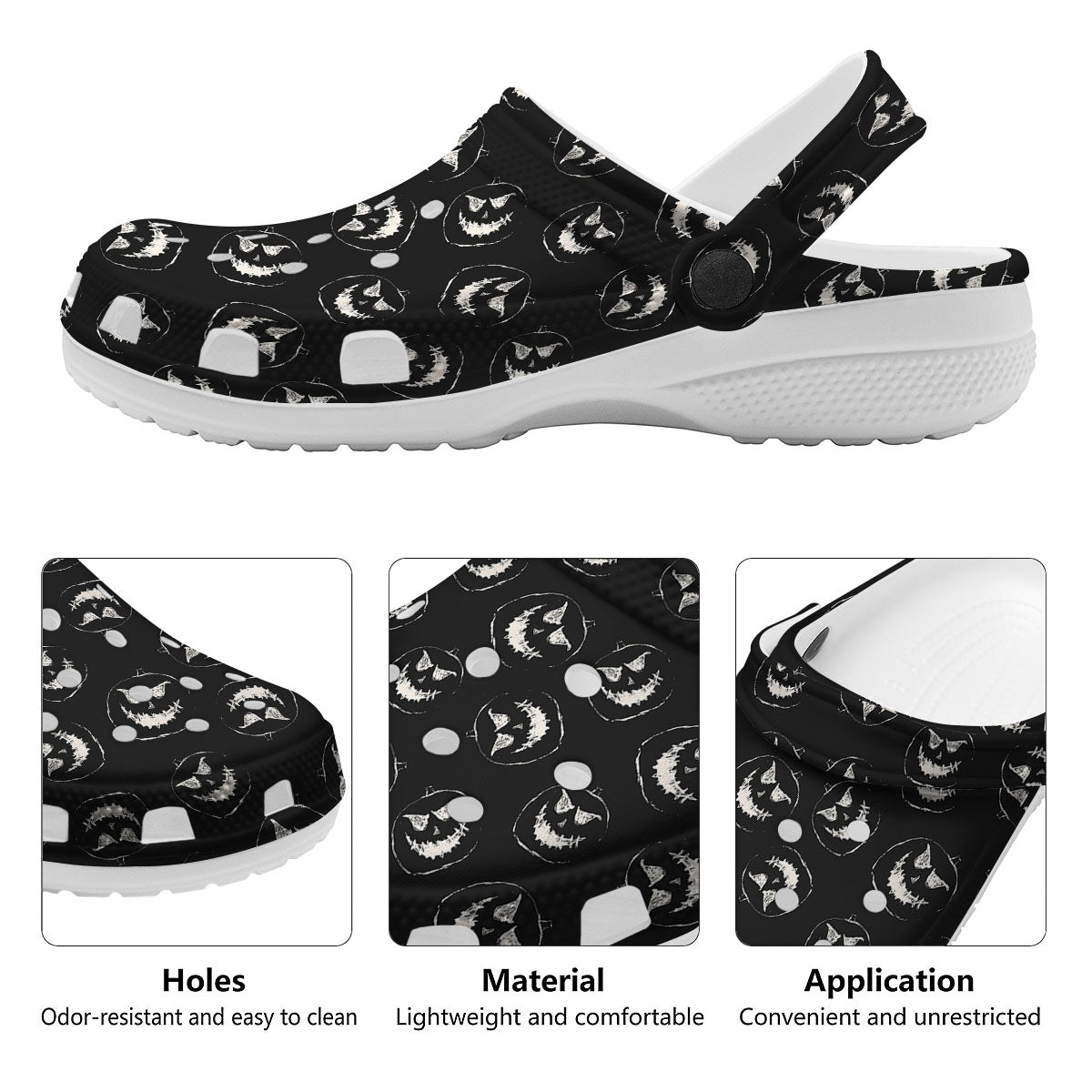 Pumpkin Faces Halloween Print Pattern Clog-grizzshop