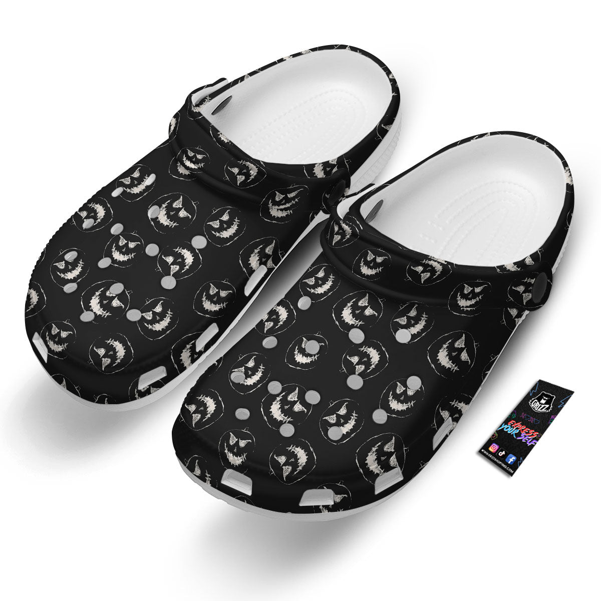 Pumpkin Faces Halloween Print Pattern Clog-grizzshop