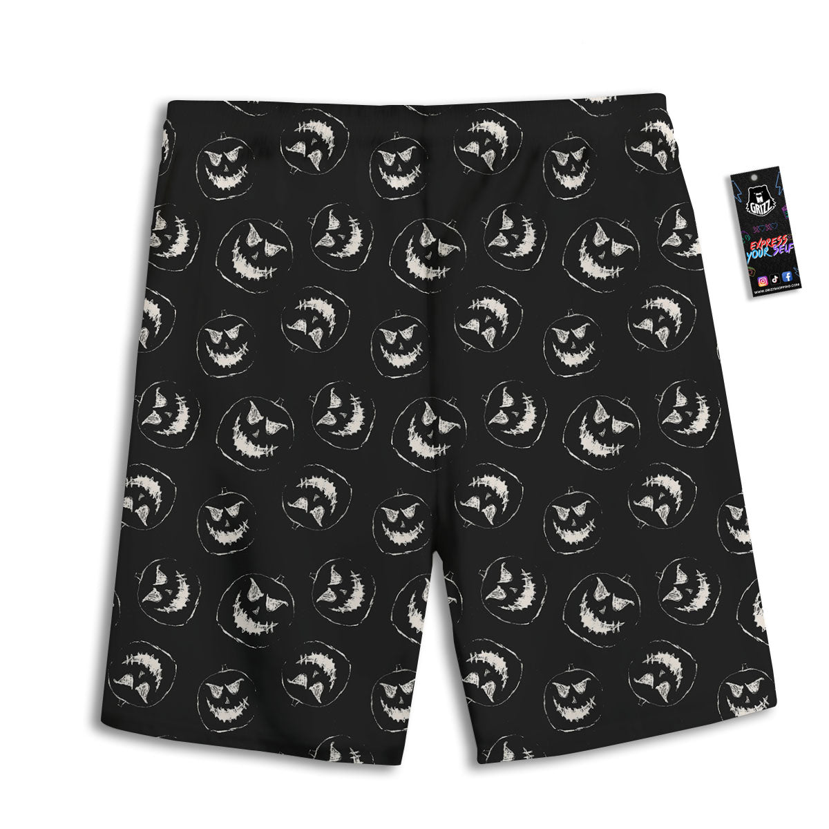 Pumpkin Faces Halloween Print Pattern Men's Athletic Shorts
