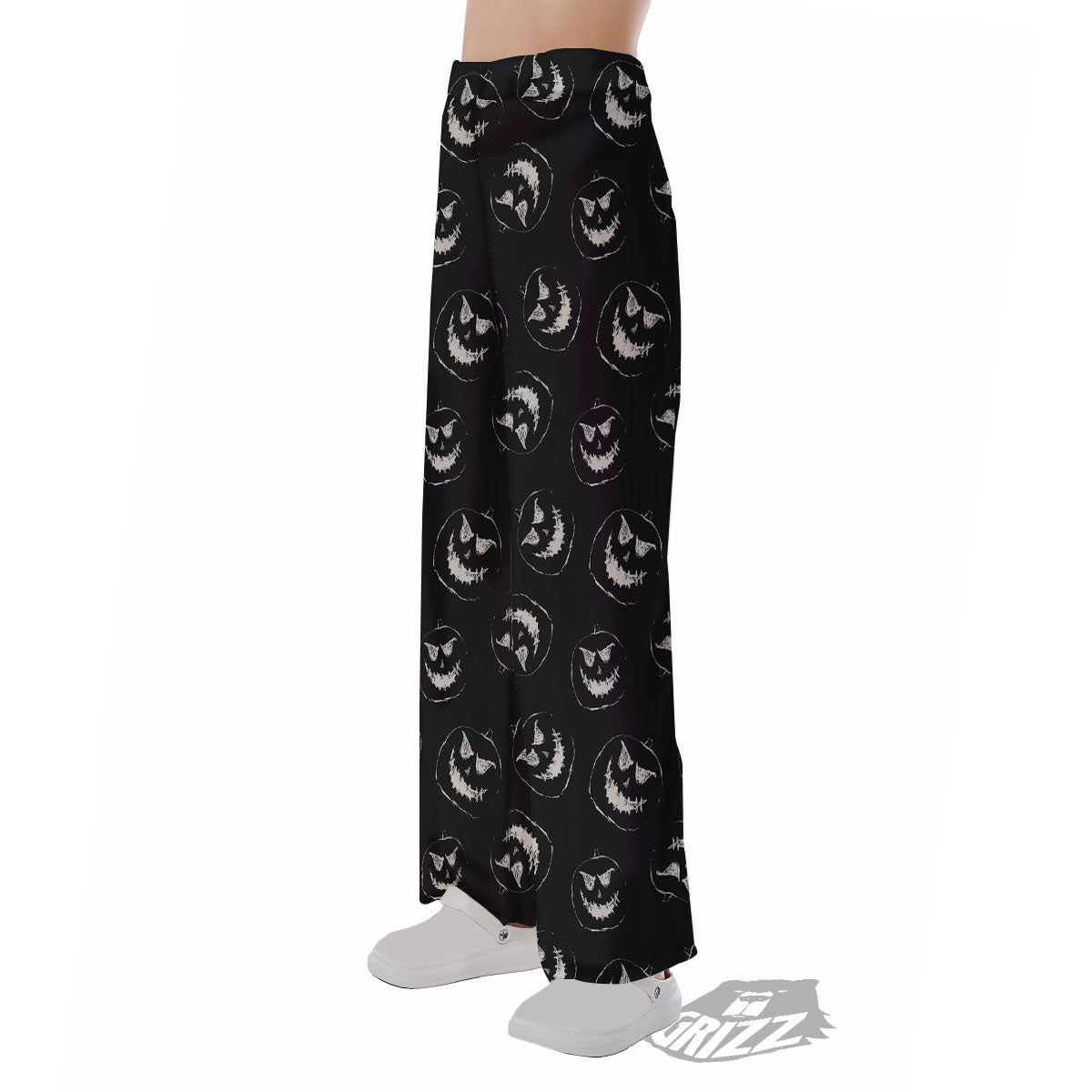 Pumpkin Faces Halloween Print Pattern Pajama Pants-grizzshop