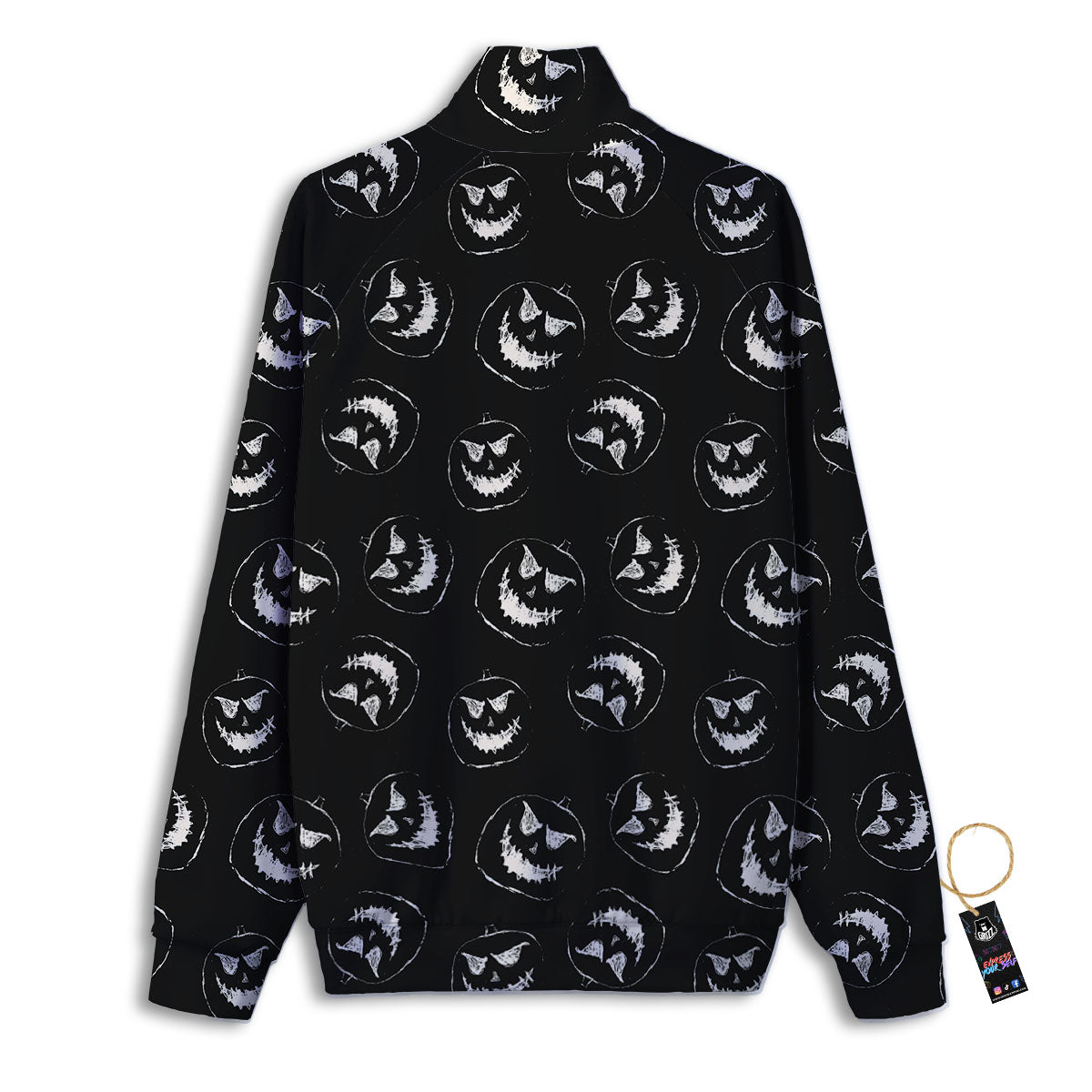 Pumpkin Faces Halloween Print Pattern Track Jacket-grizzshop