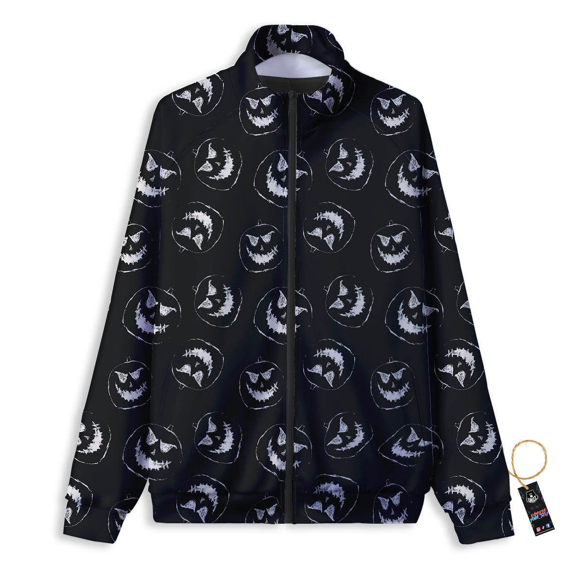 Pumpkin Faces Halloween Print Pattern Track Jacket-grizzshop