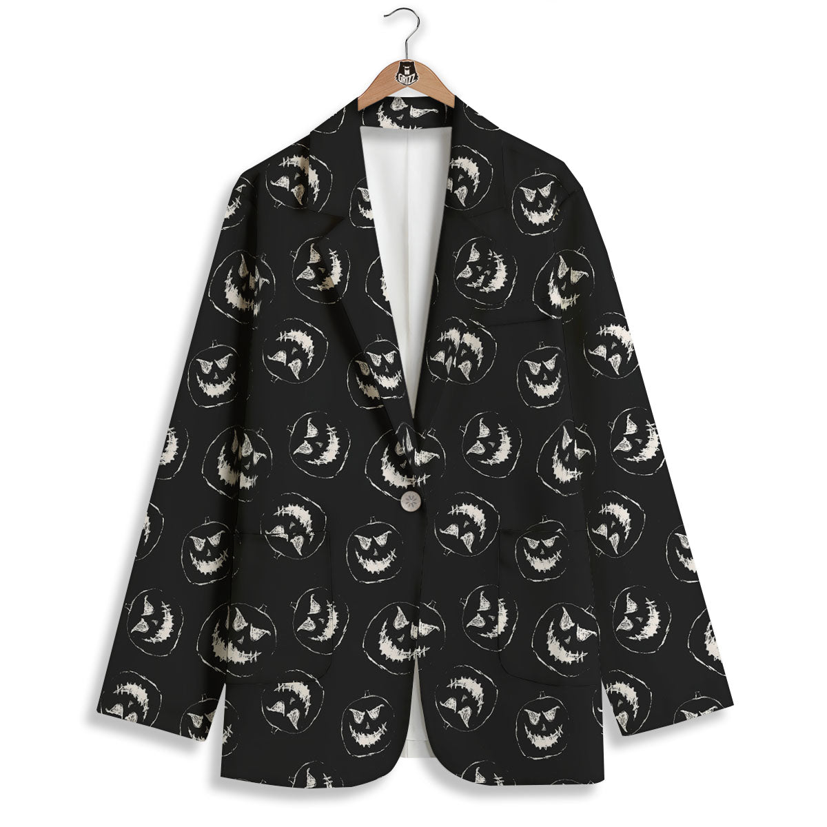 Pumpkin Faces Halloween Print Pattern Women's Blazer-grizzshop