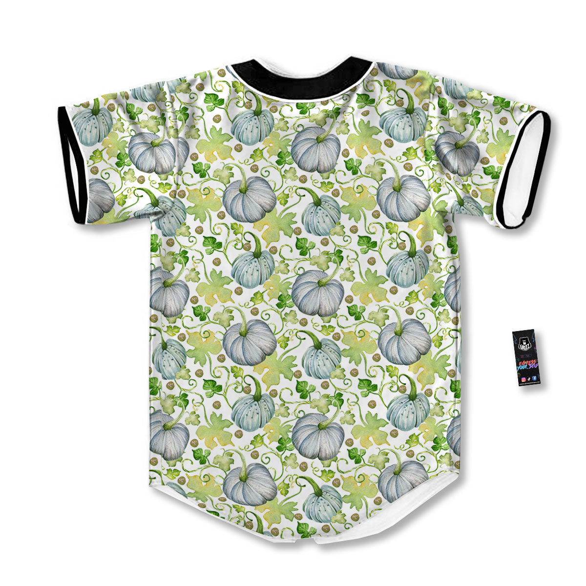 Pumpkin Green Print Pattern Baseball Jersey-grizzshop