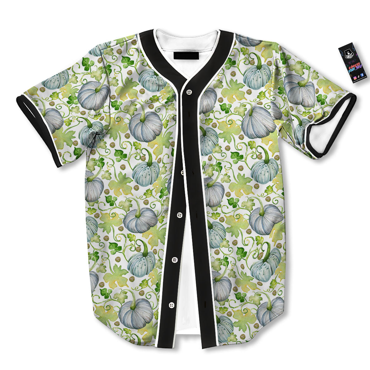Pumpkin Green Print Pattern Baseball Jersey-grizzshop