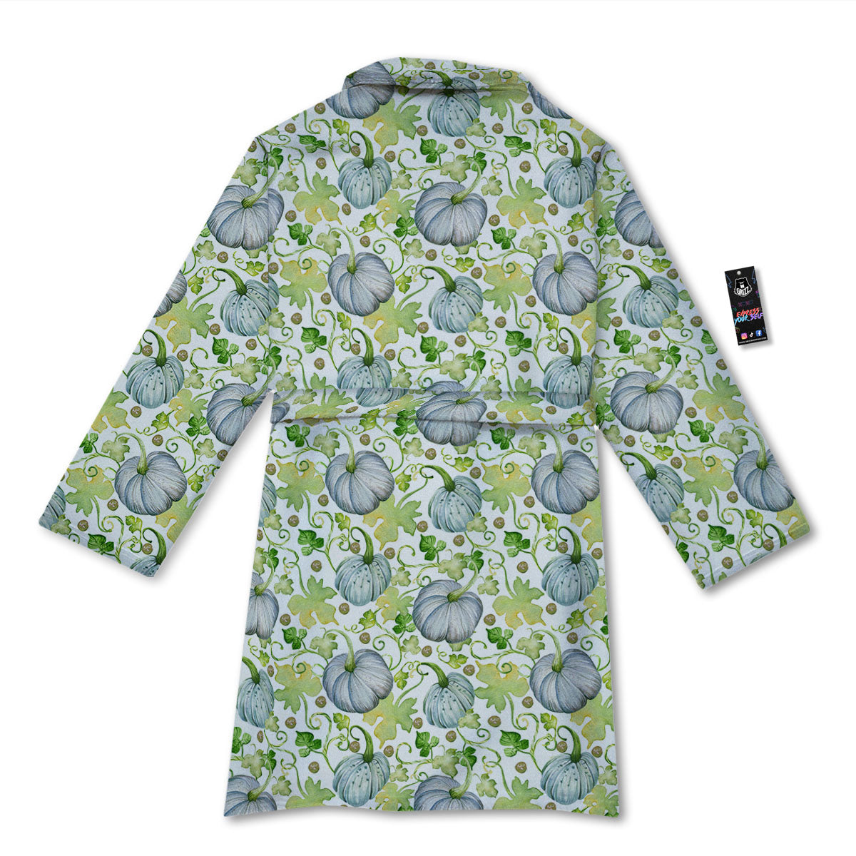 Pumpkin Green Print Pattern Bathrobe-grizzshop