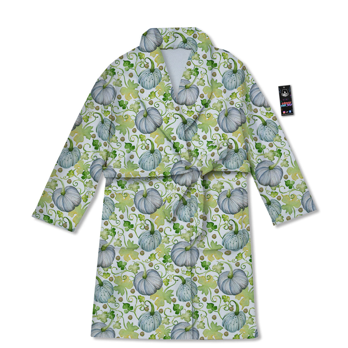 Pumpkin Green Print Pattern Bathrobe-grizzshop