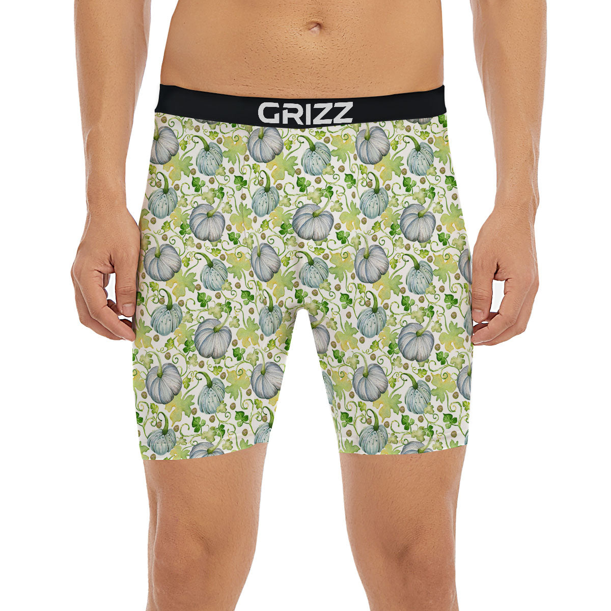 Pumpkin Green Print Pattern Boxer Briefs-grizzshop