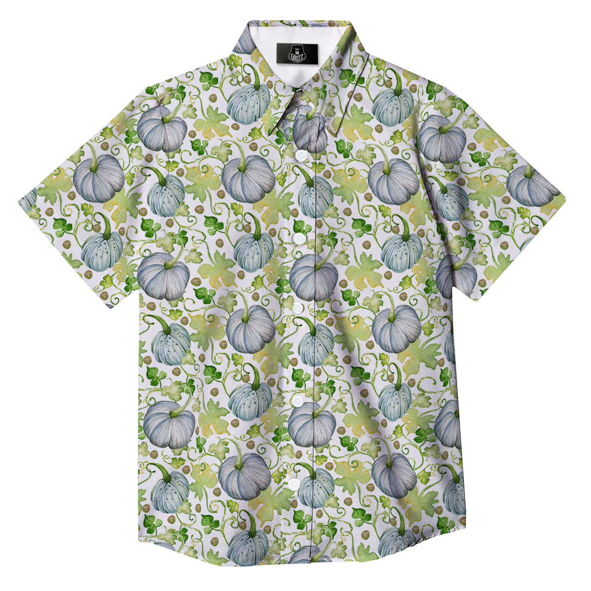 Pumpkin Green Print Pattern Button Up Shirt-grizzshop