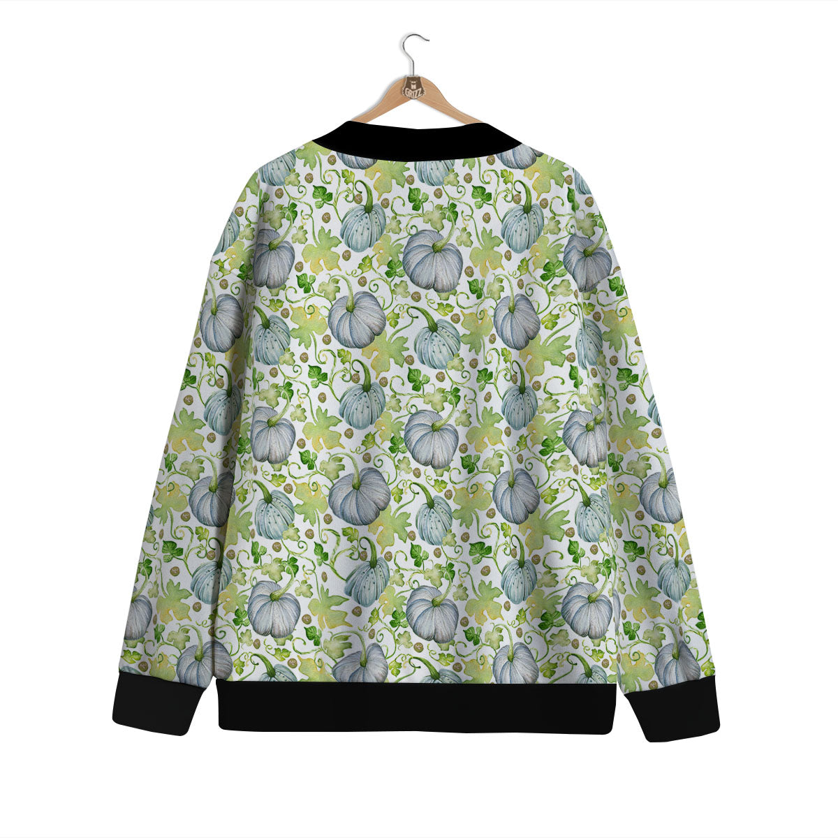 Pumpkin Green Print Pattern Cardigan-grizzshop