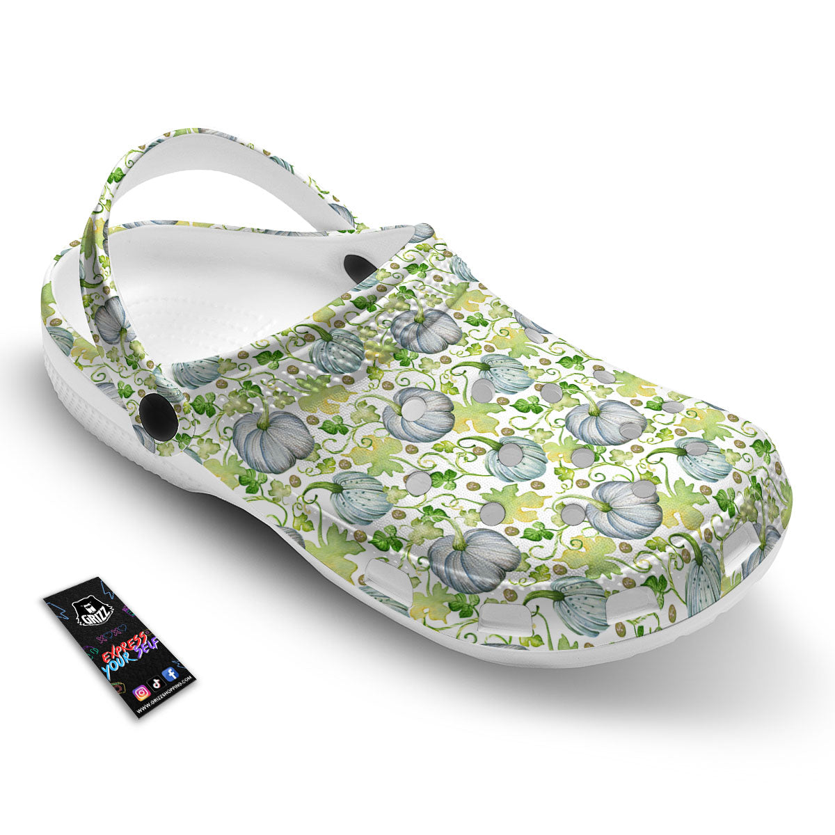 Pumpkin Green Print Pattern Clog-grizzshop