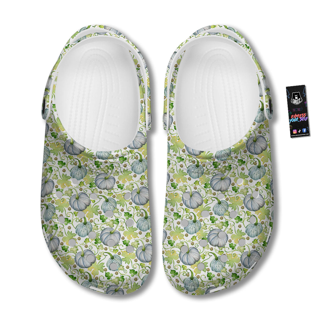 Pumpkin Green Print Pattern Clog-grizzshop