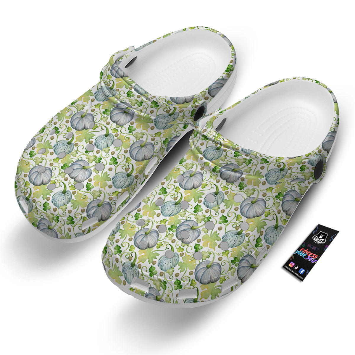 Pumpkin Green Print Pattern Clog-grizzshop