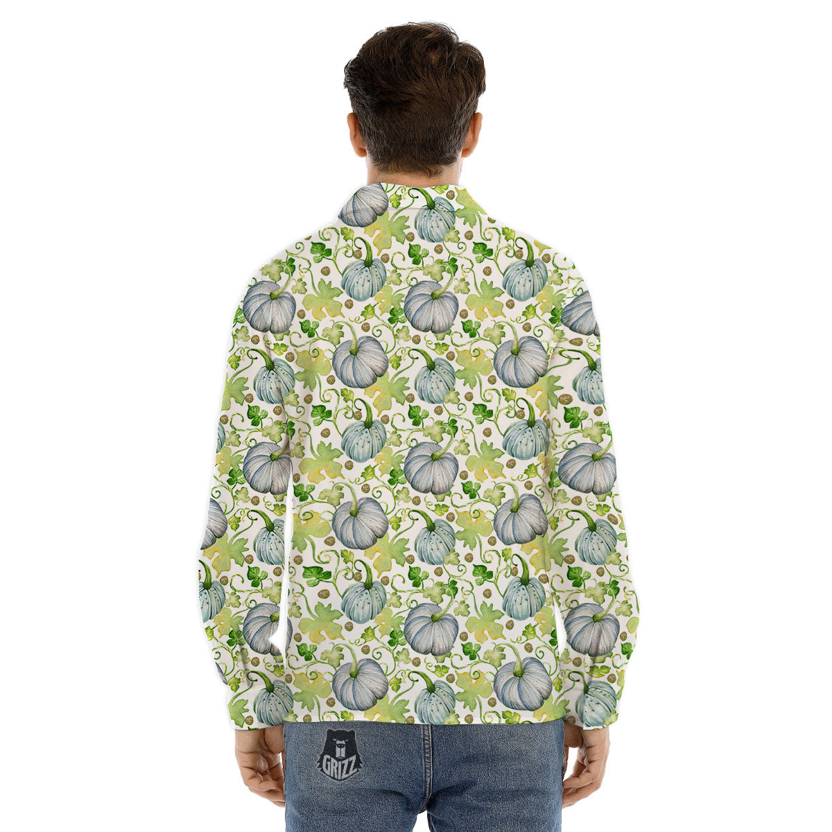 Pumpkin Green Print Pattern Men's Dress Shirts-grizzshop