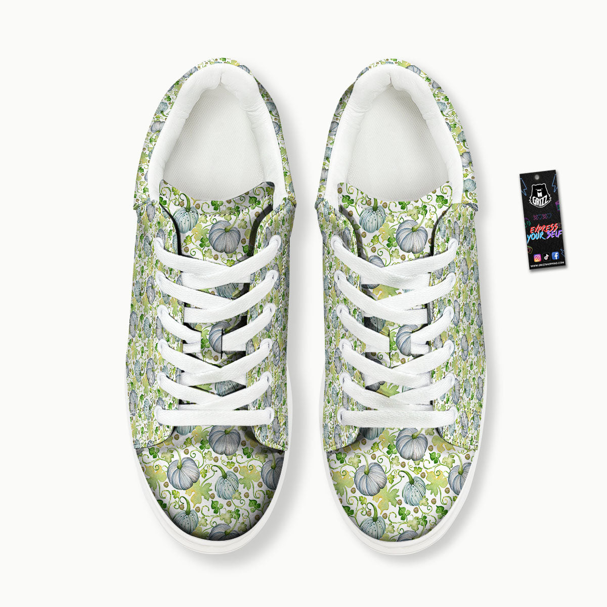 Pumpkin Green Print Pattern Platform Shoes-grizzshop