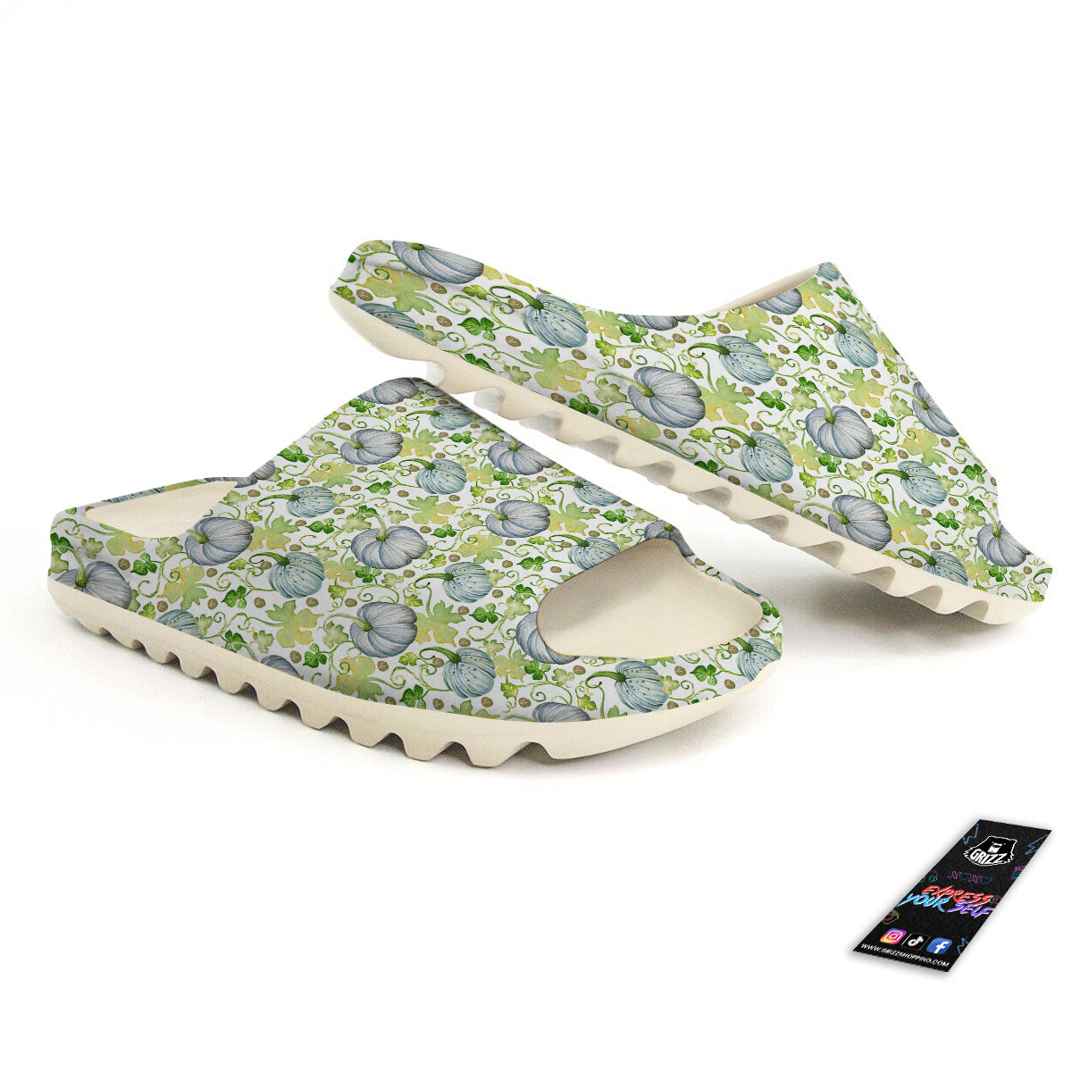 Pumpkin Green Print Pattern Sandals-grizzshop