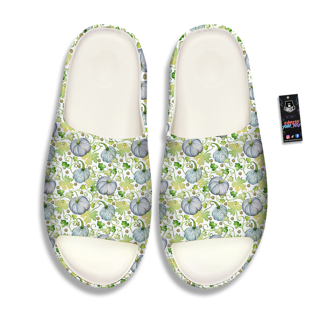 Pumpkin Green Print Pattern Sandals-grizzshop