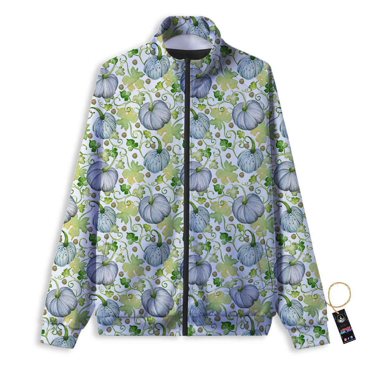 Pumpkin Green Print Pattern Track Jacket-grizzshop