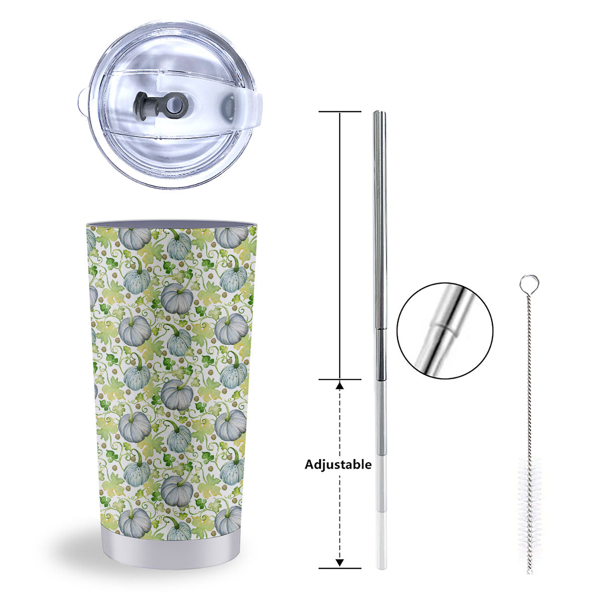 Pumpkin Green Print Pattern Tumbler-grizzshop