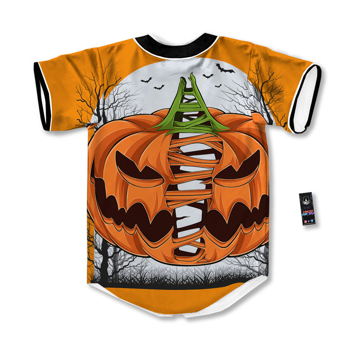 Pumpkin Halloween Character Print Baseball Jersey-grizzshop