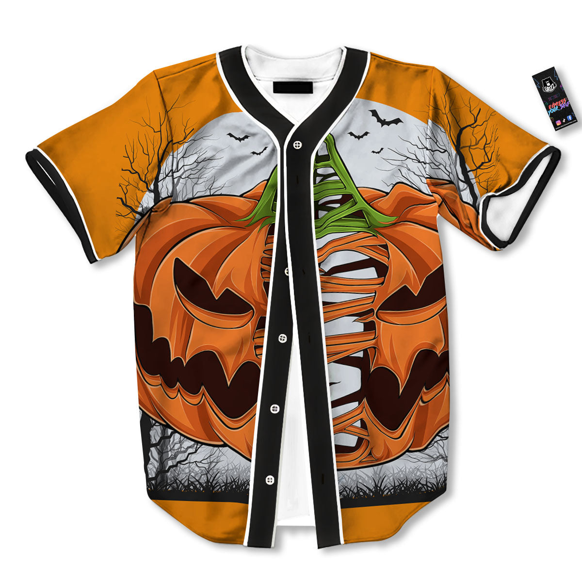 Pumpkin Halloween Character Print Baseball Jersey-grizzshop
