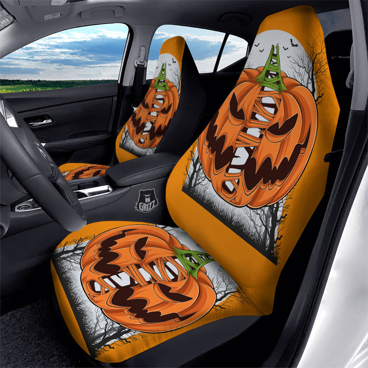 Pumpkin Halloween Character Print Car Seat Covers-grizzshop