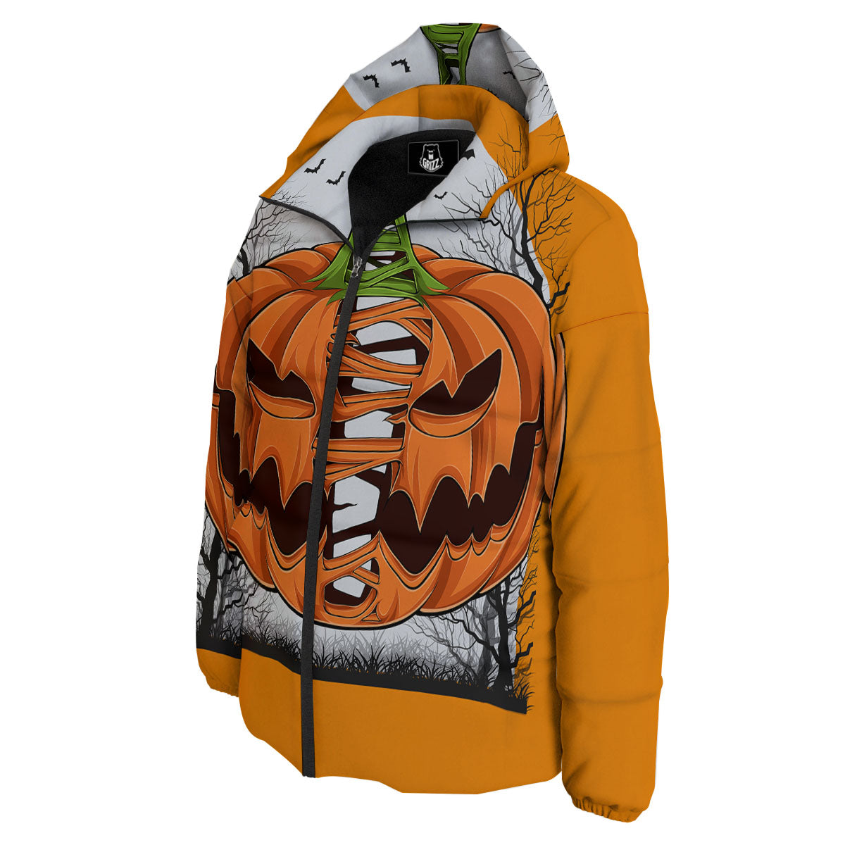 Pumpkin Halloween Character Print Down Jacket-grizzshop