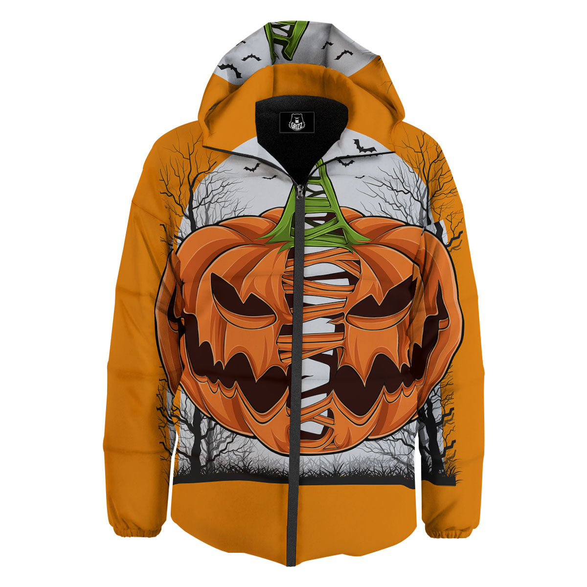 Pumpkin Halloween Character Print Down Jacket-grizzshop