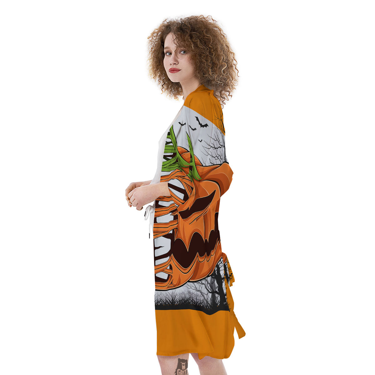 Pumpkin Halloween Character Print Kimono-grizzshop