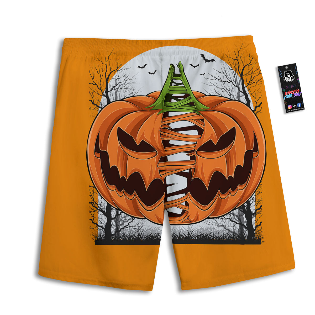 Pumpkin Halloween Character Print Men's Athletic Shorts