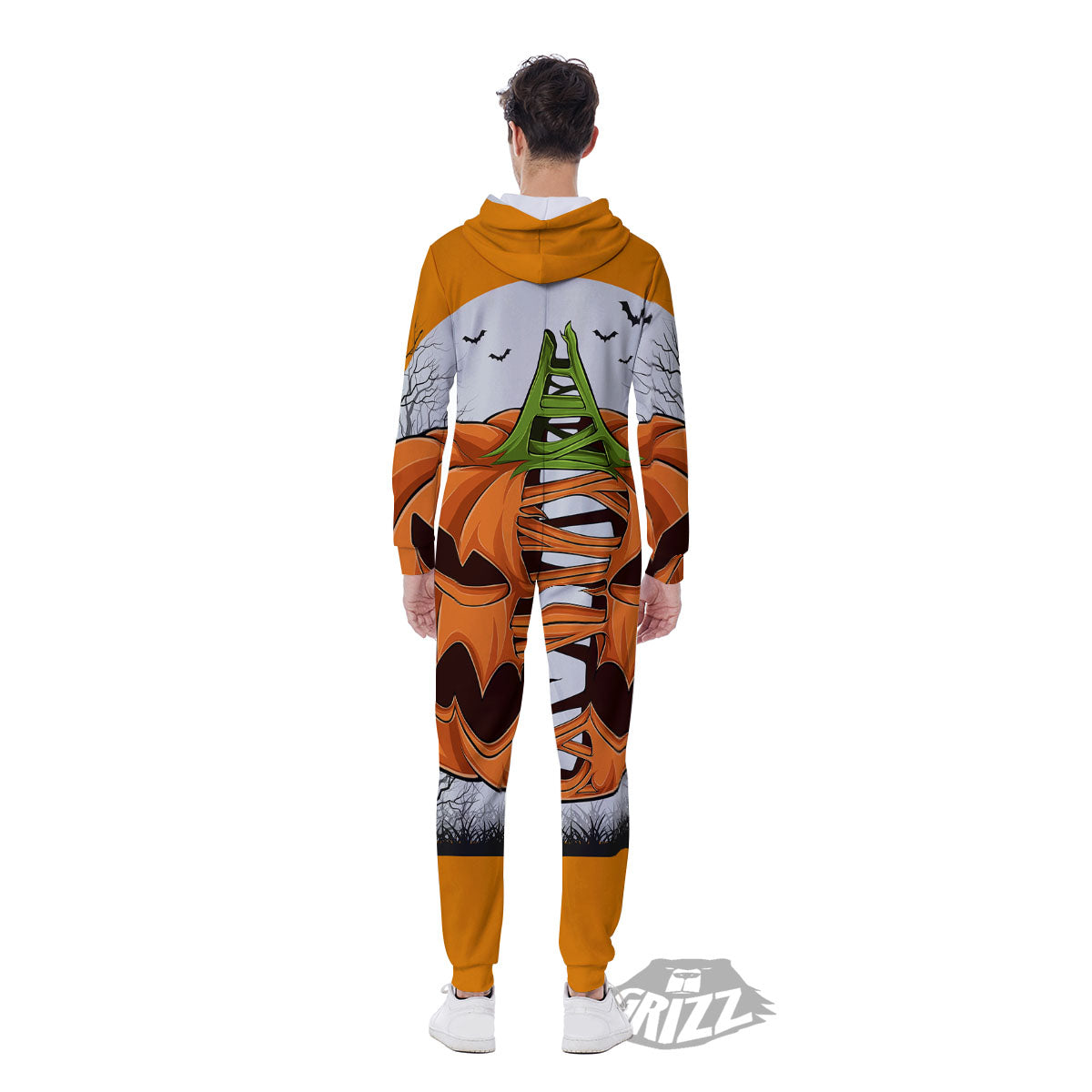 Pumpkin Halloween Character Print Men's Jumpsuit-grizzshop