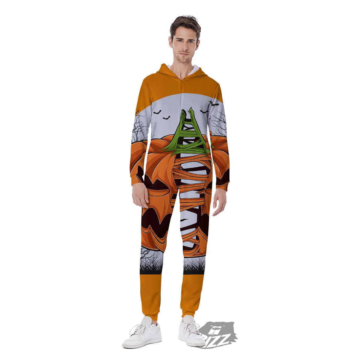 Pumpkin Halloween Character Print Men's Jumpsuit-grizzshop