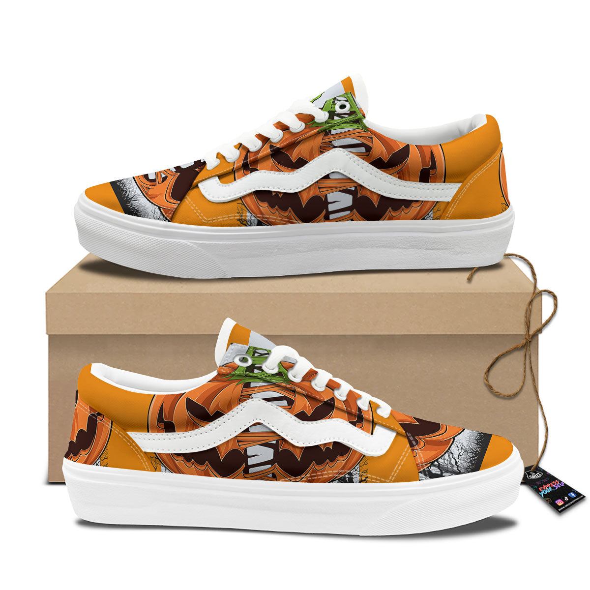 Pumpkin Halloween Character Print Skate Shoes-grizzshop