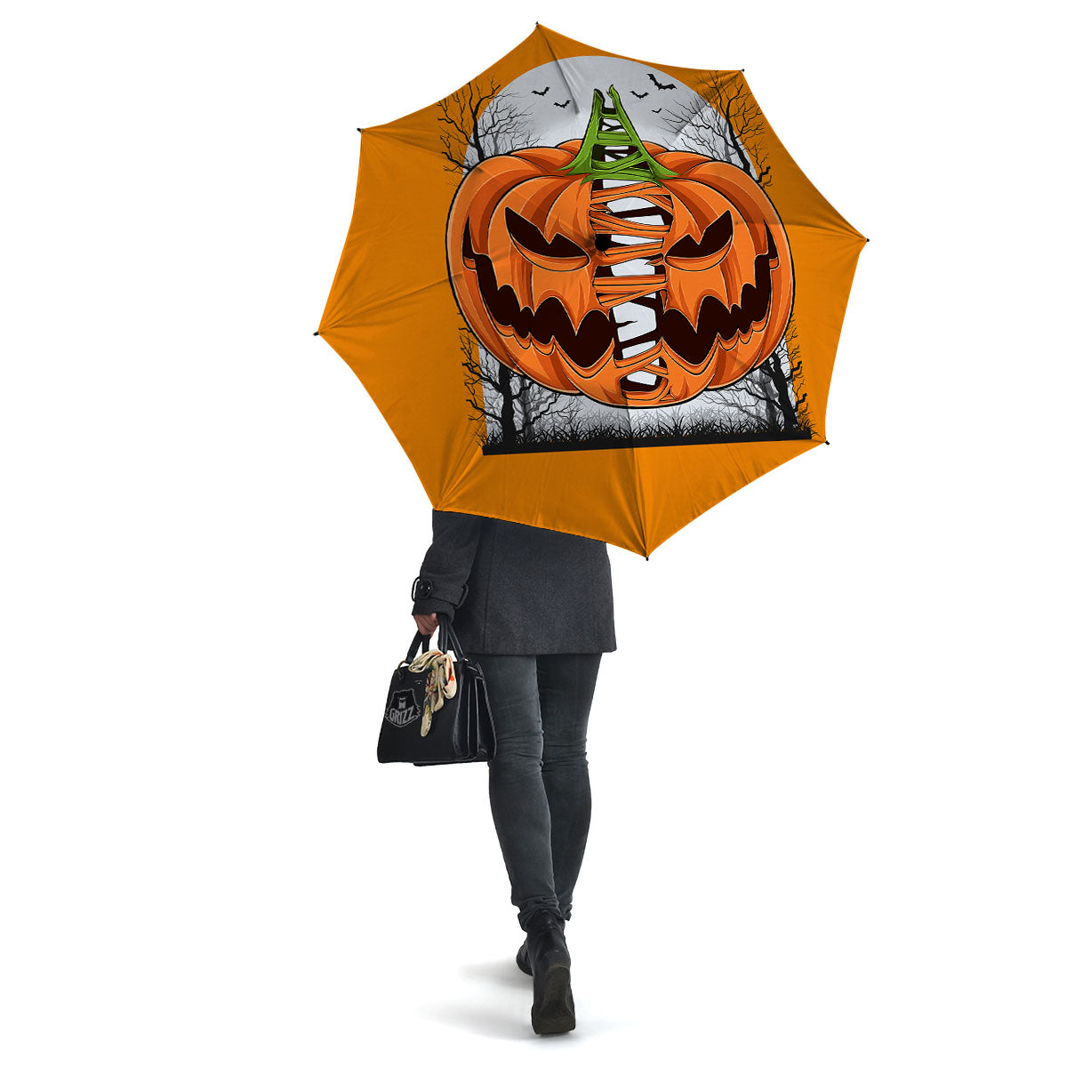 Pumpkin Halloween Character Print Umbrella-grizzshop