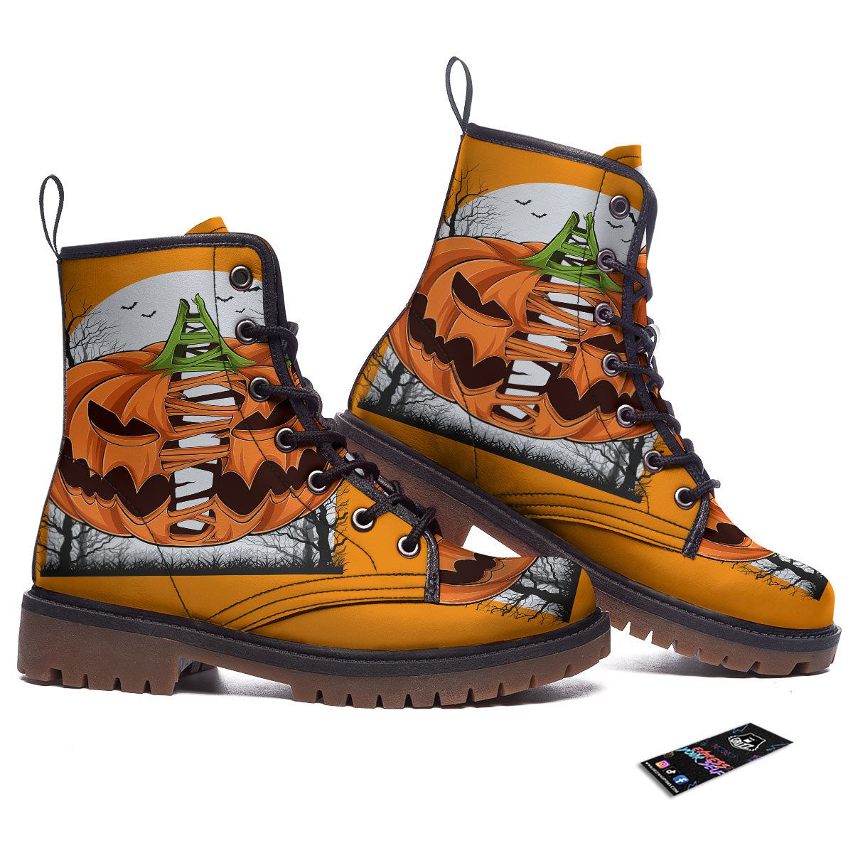 Pumpkin Halloween Character Print Work Boots-grizzshop