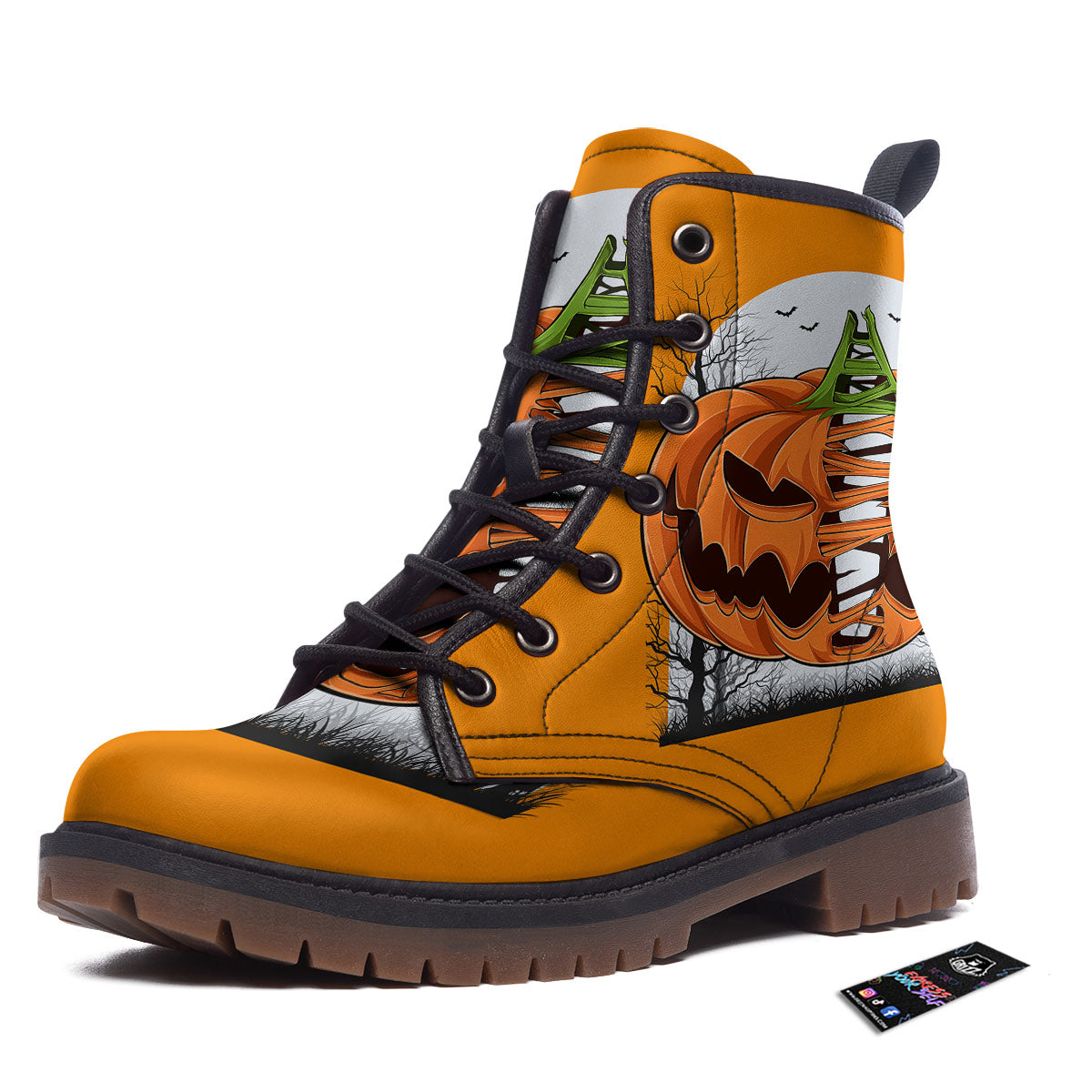 Pumpkin Halloween Character Print Work Boots-grizzshop