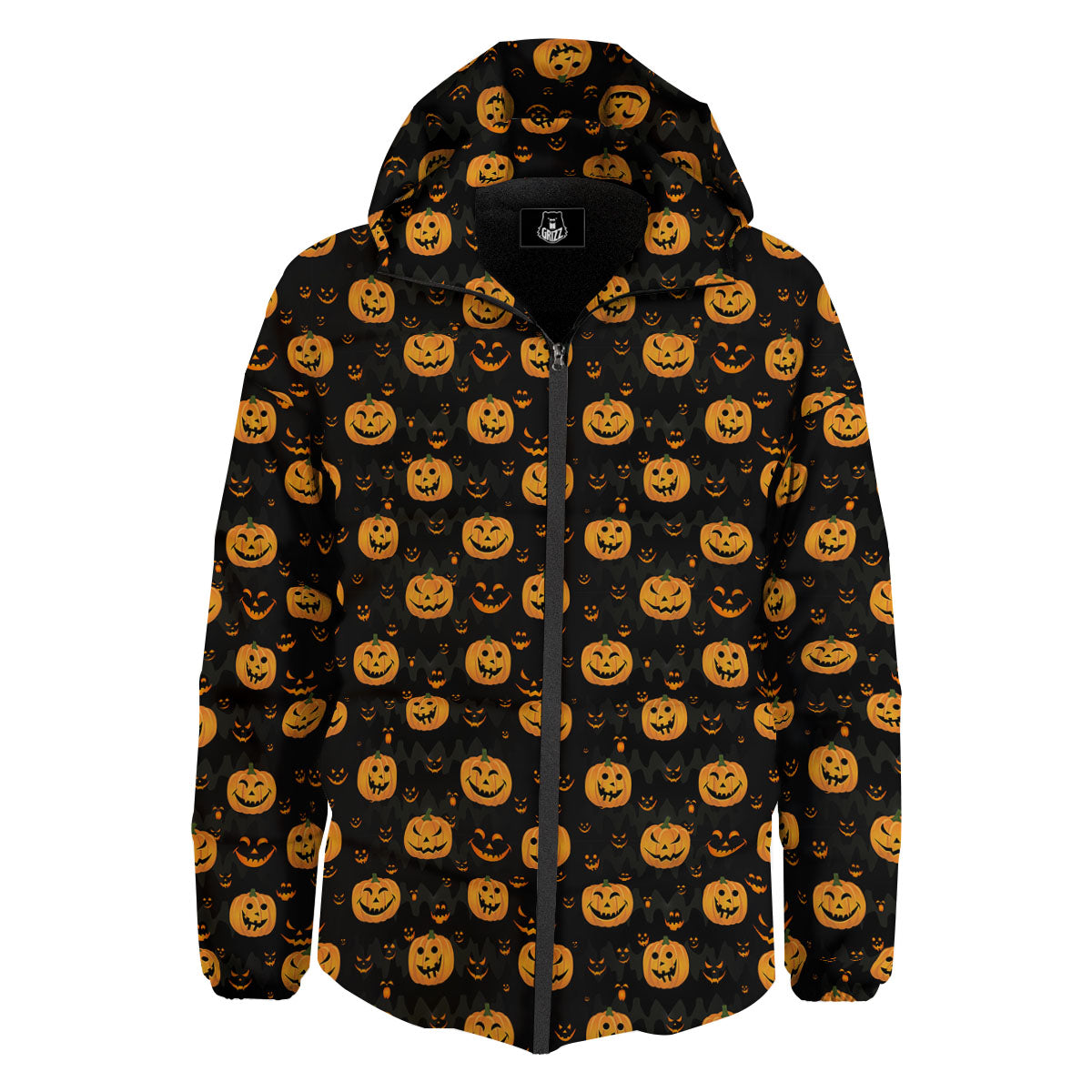 Pumpkin Halloween Fun Print Pattern Down Jacket-grizzshop
