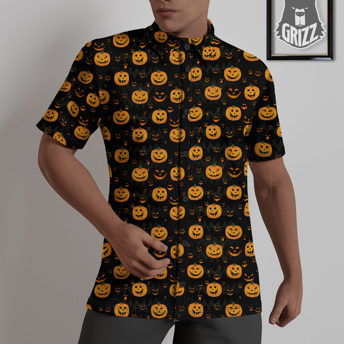 Pumpkin Halloween Fun Print Pattern Untucked Shirts-grizzshop