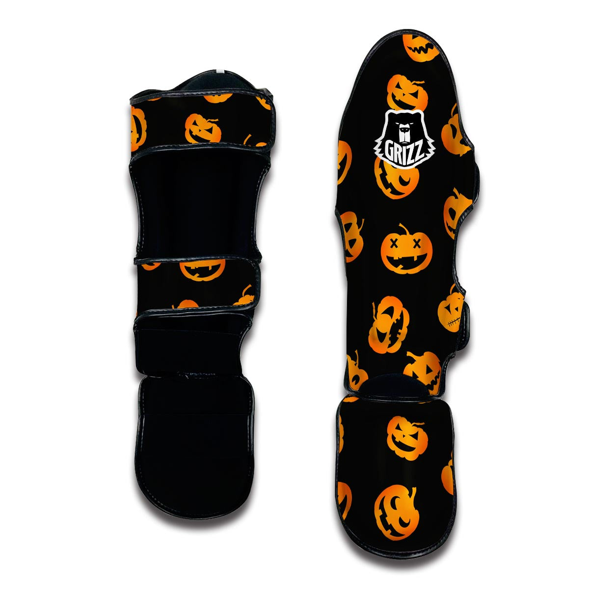 Pumpkin Halloween Pattern Print Muay Thai Shin Guards-grizzshop