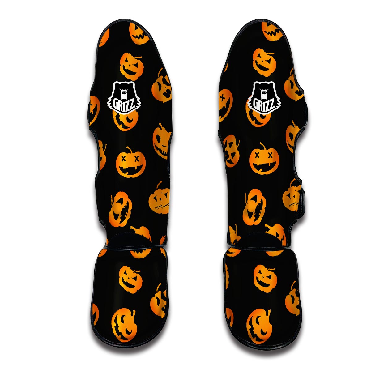 Pumpkin Halloween Pattern Print Muay Thai Shin Guards-grizzshop