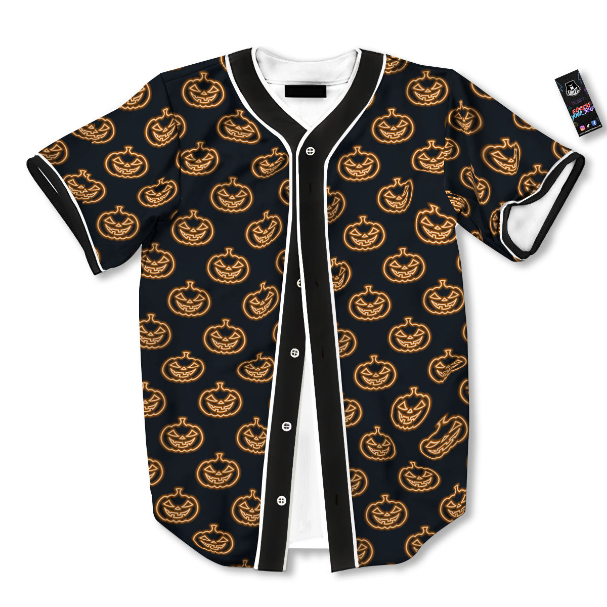 Pumpkin Halloween Print Pattern Baseball Jersey-grizzshop