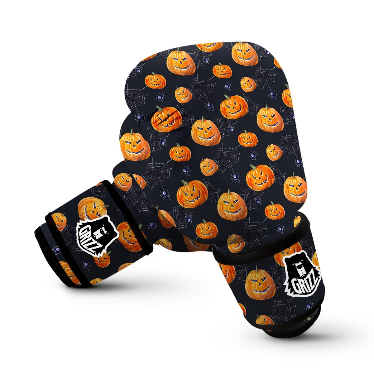 Pumpkin Halloween Print Pattern Boxing Gloves-grizzshop