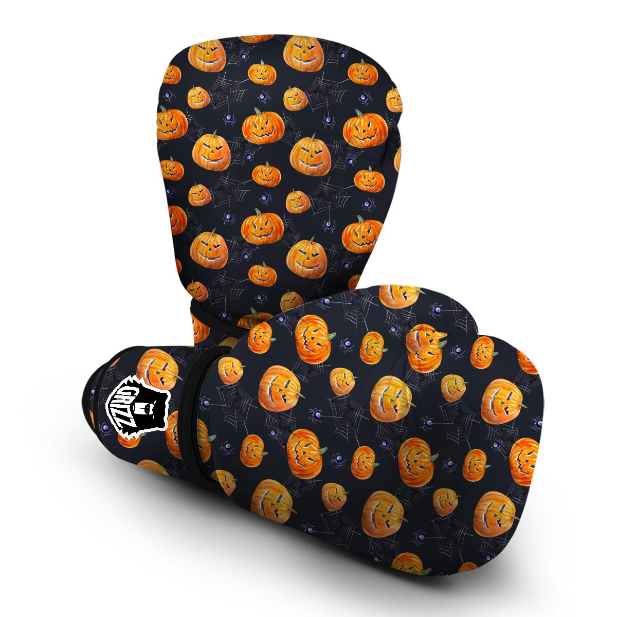 Pumpkin Halloween Print Pattern Boxing Gloves-grizzshop