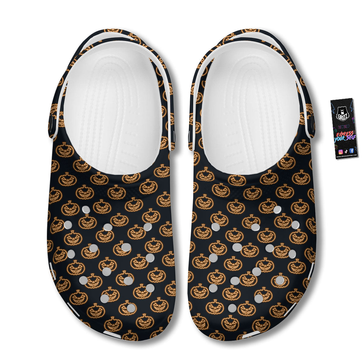 Pumpkin Halloween Print Pattern Clog-grizzshop