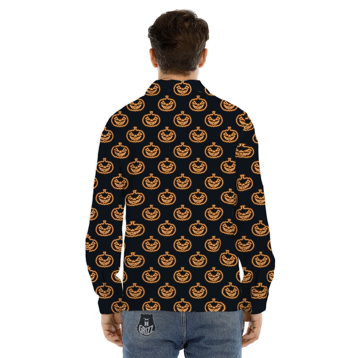 Pumpkin Halloween Print Pattern Men's Dress Shirts-grizzshop