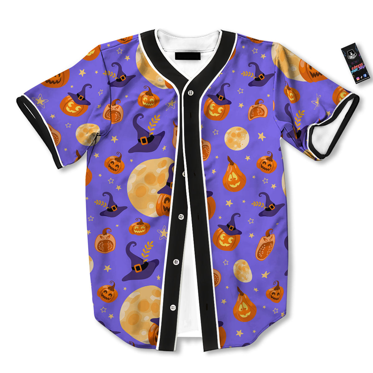 Pumpkin Halloween Purple Print Pattern Baseball Jersey-grizzshop
