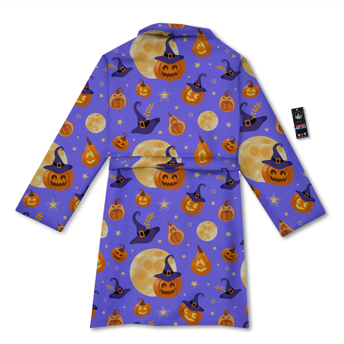 Pumpkin Halloween Purple Print Pattern Bathrobe-grizzshop
