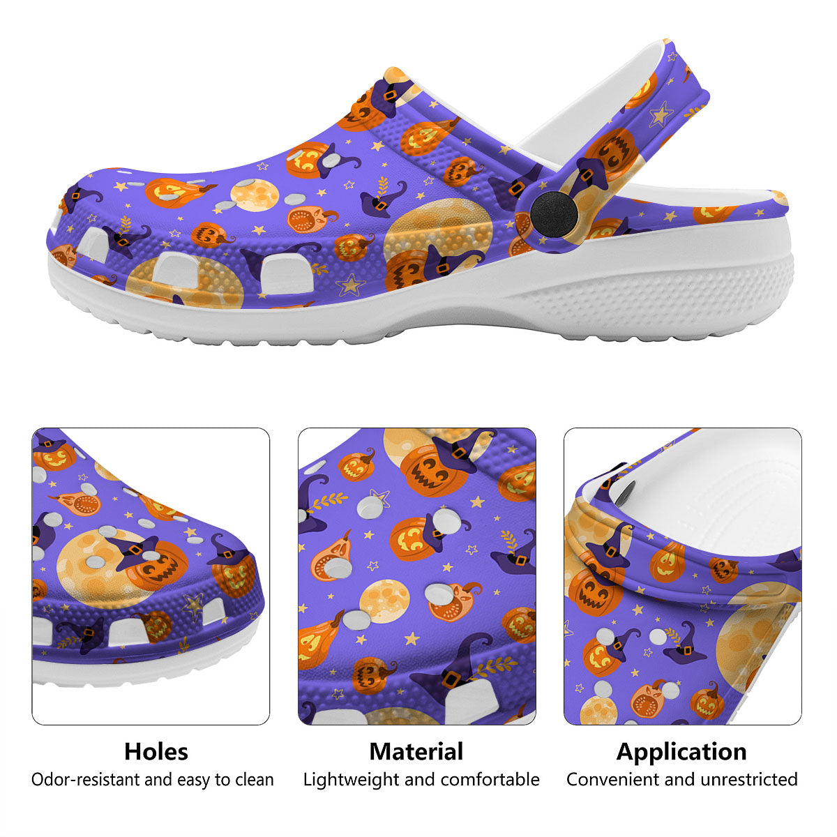 Pumpkin Halloween Purple Print Pattern Clog-grizzshop