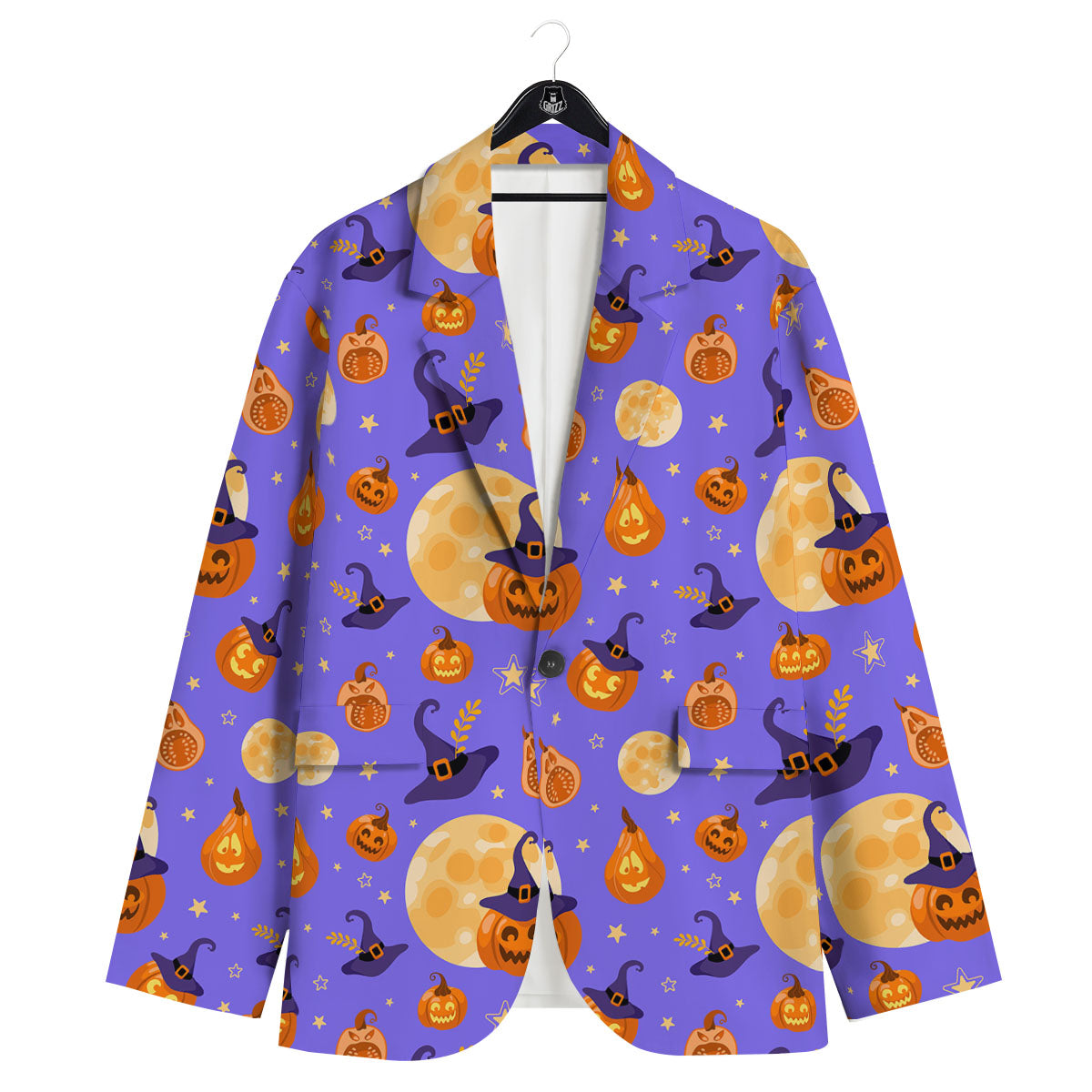 Pumpkin Halloween Purple Print Pattern Men's Sport Coat-grizzshop